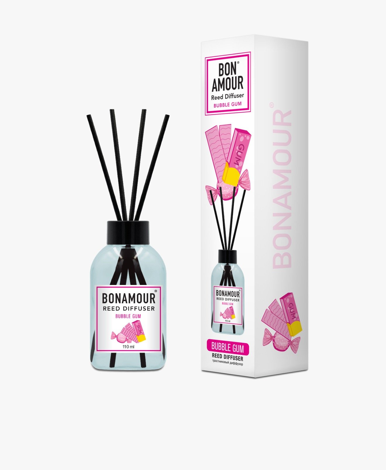 Bonamour Bubble Gum — Diffuseur à bâtonnets 110 ml