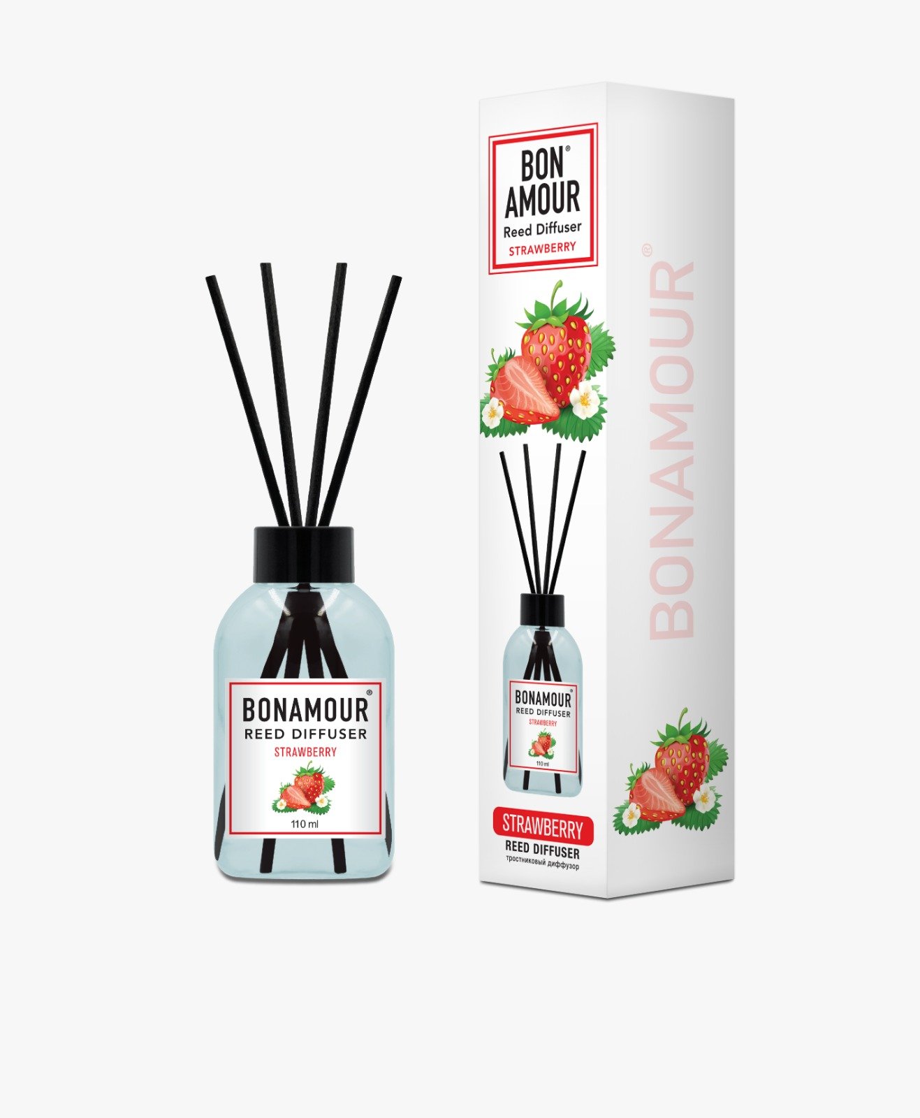Bonamour Fraise — Diffuseur à bâtonnets 110 ml